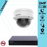Hikvision 1 dome kamerás IP megfigyelőrendszer 2MP HD dome biztonsági kamera, 2.8 mm-es fix objektívvel, PoE, P2P, kültéri, fém ház, vandálbiztos