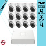 Hikvision 12 turret kamerás analóg megfigyelőrendszer 2MP biztonsági kamera, IR 20m, beltéri