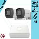 Hikvision 2 cső kamerás analóg megfigyelőrendszer 2MP biztonsági kamera, IR 40m, kültéri