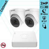 Hikvision 2 turret kamerás analóg megfigyelőrendszer 2MP biztonsági kamera, IR 40m, kültéri