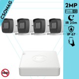 Hikvision 4 cső kamerás analóg megfigyelőrendszer 2MP biztonsági kamera, IR 25m, beltéri és kültéri