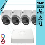 Hikvision 4 turret kamerás analóg megfigyelőrendszer 2MP biztonsági kamera, ColorVU, 2.8 mm fix objektív, megvilágítás távolság 20 m, kültéri