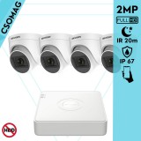 Hikvision 4 turret kamerás analóg megfigyelőrendszer 2MP biztonsági kamera, IR 20m, beltéri