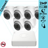 Hikvision 6 turret kamerás analóg megfigyelőrendszer 2MP biztonsági kamera, IR 40m, kültéri
