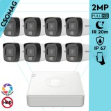 Hikvision 8 cső kamerás analóg megfigyelőrendszer 2MP biztonsági kamera, IR megvilágítás 20 m, fehér fény 20 m, kültéri