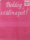 Hímzett feliratos törölköző (Boldog szülinapot!)