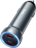 Hoco 60W USB-C PD 30W+30W Car Charger Grey HC645799