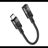 Hoco adapter kábel (lightning aljzat - Type-C, 10cm) FEKETE (U107) (U107)