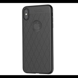 HOCO ADMIRE szilikon telefonvédő (ultravékony, 0.8 mm, lyukacsos, rombusz minta, logó kivágás) FEKETE [Apple iPhone XS 5.8] (5996457830091)
