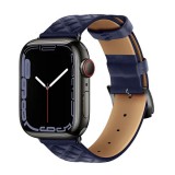 Hoco Apple Watch Series 9 41mm wa18 pótszíj (egyedi méret, szilikon, bőr hatású, állítható, 3d rombusz minta) sötétkék