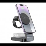 HOCO CQ3 3az1-ben asztali töltő (15W, wireless, gyorstöltő, MagSafe, Apple Watch töltő) fekete (CQ3_B) (CQ3_B)