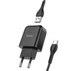 HOCO N2 VIGOUR hálózati töltő USB aljzat (10W, gyorstöltő + Type-C kábel) FEKETE