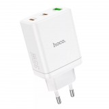 Hoco N33 PD35W + QC3.0 (2C1A) 2xUSB-C, 1XUSB-A Charger White HC621076