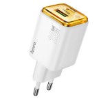 HOCO N34 hálózati töltő USB+Type-C aljzat (20W, PD gyorstöltő 3.0) FEHÉR