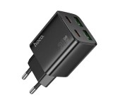HOCO N55 hálózati töltő 2 USB+2 Type-C aljzat (20W, GaN, PD gyorstöltő 3.0) FEKETE