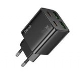 HOCO N55 hálózati töltő 2 USB+2 Type-C aljzat (20W, GaN, PD gyorstöltő 3.0) FEKETE