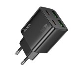 HOCO N56 hálózati töltő 2 USB+2 Type-C aljzat (30W, GaN, PD gyorstöltő 3.0) FEKETE