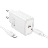 Hoco N60 Gentle USB-C PD20W Charger with USB-C cable White HC648660