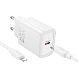 Hoco N60 Gentle USB-C PD20W charger with USB-C to Lightning cable White HC648646