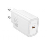 HOCO N60 hálózati töltő Type-C aljzat (20W, PD gyorstöltő 3.0) FEHÉR