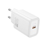 HOCO N62 hálózati töltő Type-C aljzat (30W, PD gyorstöltő 3.0) FEHÉR