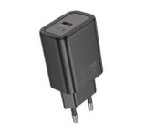 HOCO N63 hálózati töltő USB+Type-C aljzat (30W, 3A, PD gyorstöltő 3.0) FEKETE