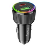 HOCO NZ14A Guerrero USB-C PD20W+ USB-A QC3.0 autós töltő RGB fekete