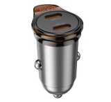 HOCO NZ16B autós töltő 2 Type-C aljzat (45W, PD gyorstöltő 3.0) SÖTÉTSZÜRKE