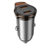HOCO NZ16B autós töltő 2 Type-C aljzat (45W, PD gyorstöltő 3.0) SÖTÉTSZÜRKE