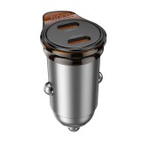 Hoco nz16b autós töltő (2xUSB-C, 45W, sötétszürke)