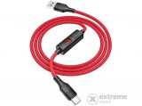 Hoco S13 Central adatkábel és töltő, USB/Type-C, piros, cipőfűző mintás, 1m