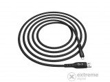 Hoco S6 Sentinel adatkábel és töltő, USB/microUSB, fekete, cipőfűző mintás, 1m