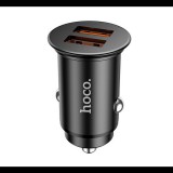 HOCO szivargyújtó adapter 2 USB aljzat (3000mAh, 36W, QC 3.0 gyorstöltés támogatás) FEKETE (NZ1) (NZ1) - Autós Töltők