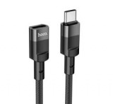 HOCO U107 adapter kábel (Type-C aljzat - Type-C, 3A, adatátvitel és töltés, OTG, 120cm) FEKETE