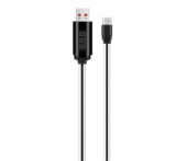 HOCO U29 adatátvitel kábel és töltő (USB - microUSB, gyorstöltés támogatás, 100cm, időzítő, LED kijelző) FEKETE (U29_MICRO-USB_W)