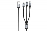 HOCO X102 3IN1 LIGHTNING - TYPE-C - MICRO USB KÁBEL 1 MÉTER 2.4A FEKETE