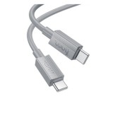 Hoco x107 adatkábel (type-c - type-c, 60w, pd gyorstöltő 3.0, 100cm) világosszürke
