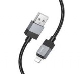 HOCO X110 adatkábel (USB - lightning, 2.4A, gyorstöltő, cipőfűző, 100cm) FEKETE