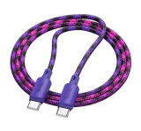 HOCO X116 adatkábel (Type-C - Type-C, 60W, PD gyorstöltő 3.0, 100cm, cipőfűző) LILA