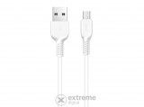 Hoco X20 microUSB adat- és töltőkábel, 2m, fehér (törésgátló, gyorstöltés támogatás)
