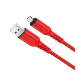HOCO X59 adatkábel (USB - microUSB, 2.4A, gyorstöltő, 100cm) PIROS