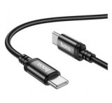 HOCO X89 adatkábel (Type-C - Type-C, 60W, gyorstöltő, cipőfűző, 100cm) FEKETE