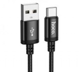 HOCO X91 adatkábel (USB - Type-C, 3A, gyorstöltő, 300cm, cipőfűző) FEKETE