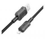 HOCO X94 adatkábel (USB - lightning, 2.4A, gyorstöltő, 100cm, törésgátló) FEKETE