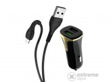 Hoco Z31 2xUSB autós töltő, microUSB kábel, fekete