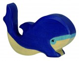 HOLZTIGER Fa játék állatok - kék bálna, kicsi