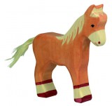 HOLZTIGER Fa játék állatok - ló, csikó, világosbarna, álló
