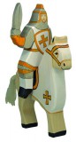 HOLZTIGER Fa játék figurák - lovag, fehér, lovagló, ló nélkül