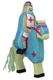HOLZTIGER Fa játék figurák - lovag, kék, lovagló, ló nélkül