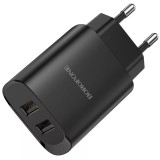 HOM Borofone BN2 hálózati töltő adapter - 2xUSB 2.1A, - fekete